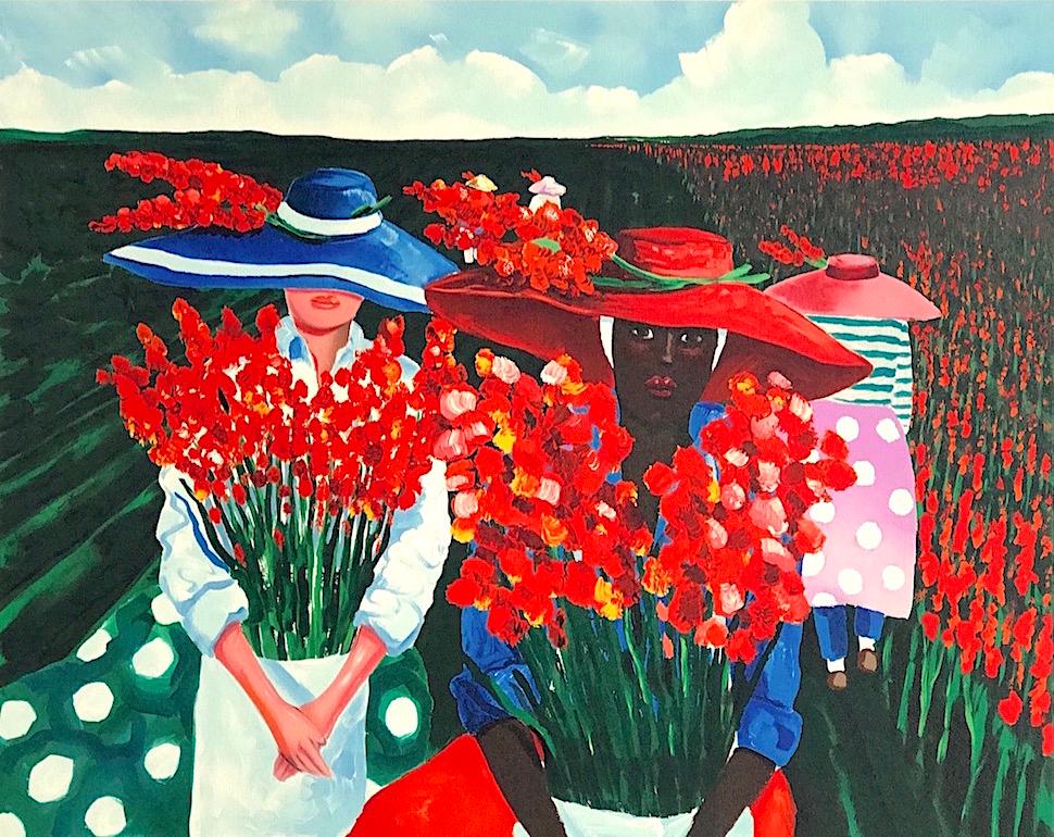 Jonathan Green Figurative Print - GLADIOLUS HARVEST Signed Lithograph, African American Heritage, Gullah Culture