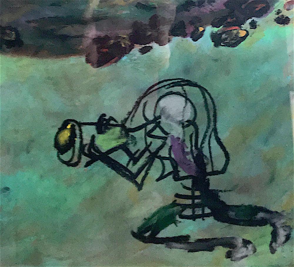 PHOTO SNEAK Pastel al óleo firmado, paisaje abstracto, fotógrafo, arte visionario - Figurative Art Gris de Reginald K. Gee