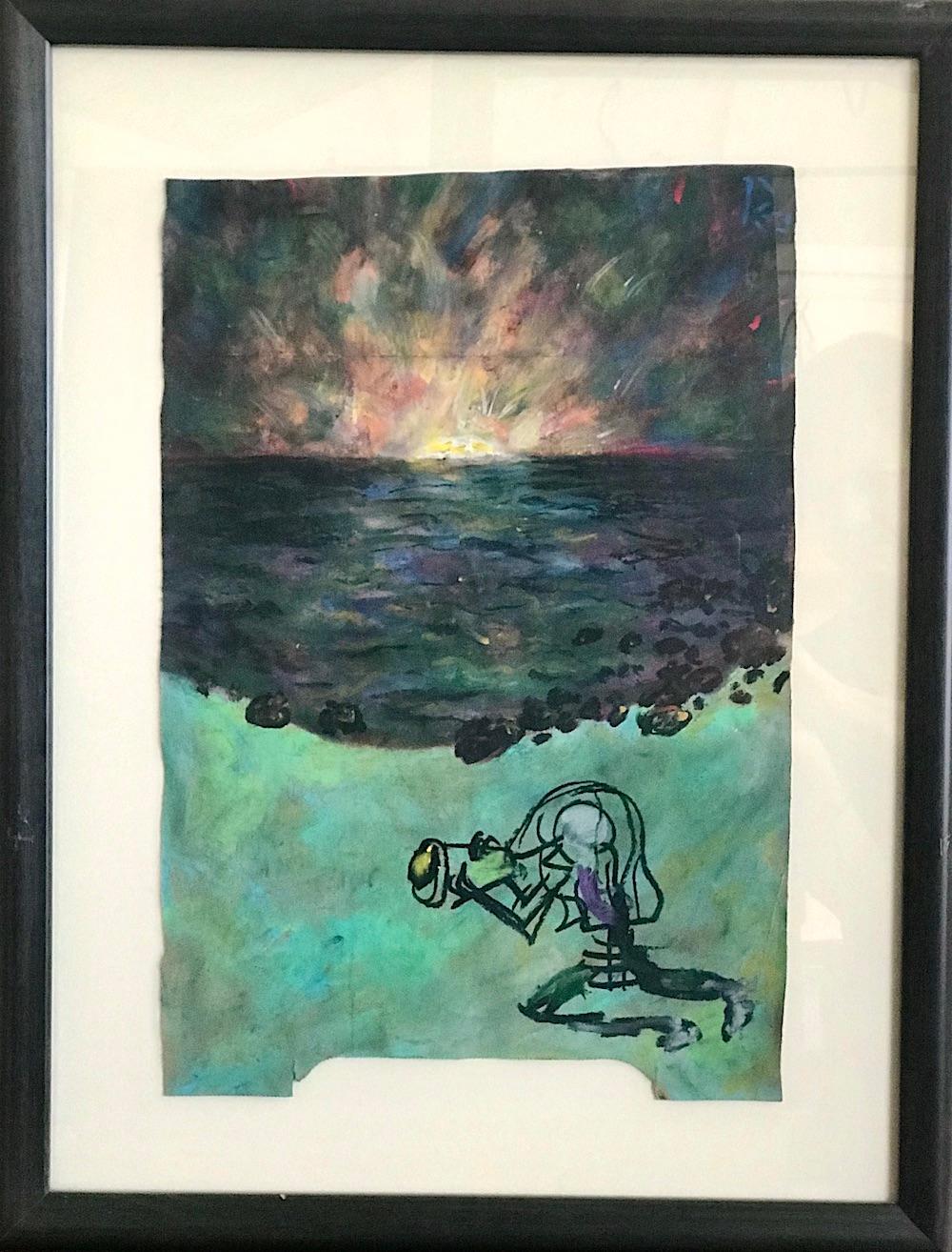 PHOTO SNEAK Pastel al óleo firmado, paisaje abstracto, fotógrafo, arte visionario