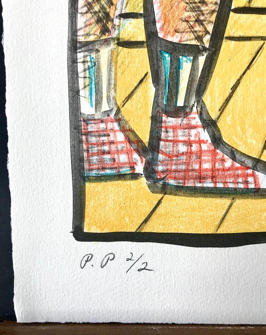 C F S I è una litografia originale disegnata a mano dall'artista newyorkese Marie Roberts, stampata con tecniche di litografia a mano su carta Arches d'archivio al 100% priva di acidi. C F S I ritrae un'esibizione del Coney Island Sideshow con