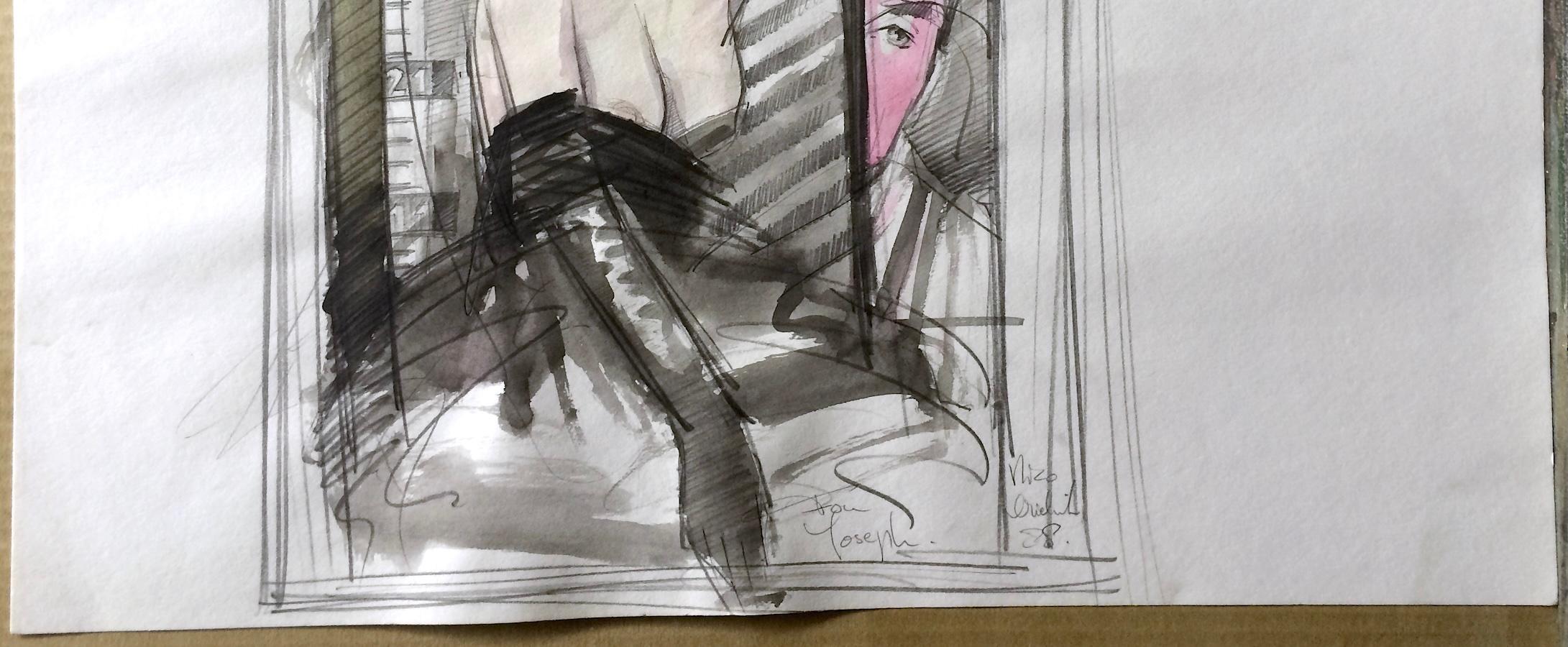 SEDUCTRESS Signed Watercolor, Erotic Fashion Portrait, Modern Boudoir Art For Sale 1