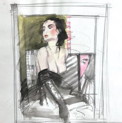 SEDUCTRESS Signed Watercolor, Erotic Fashion Portrait, Modern Boudoir Art