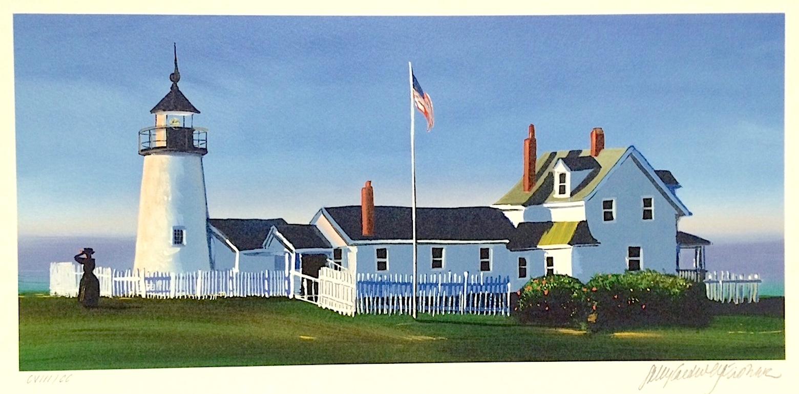 PEMAQUID LIGHT Signed Lithograph, New England Summer, Historic Lighthouse - Print by Sally Caldwell-Fisher