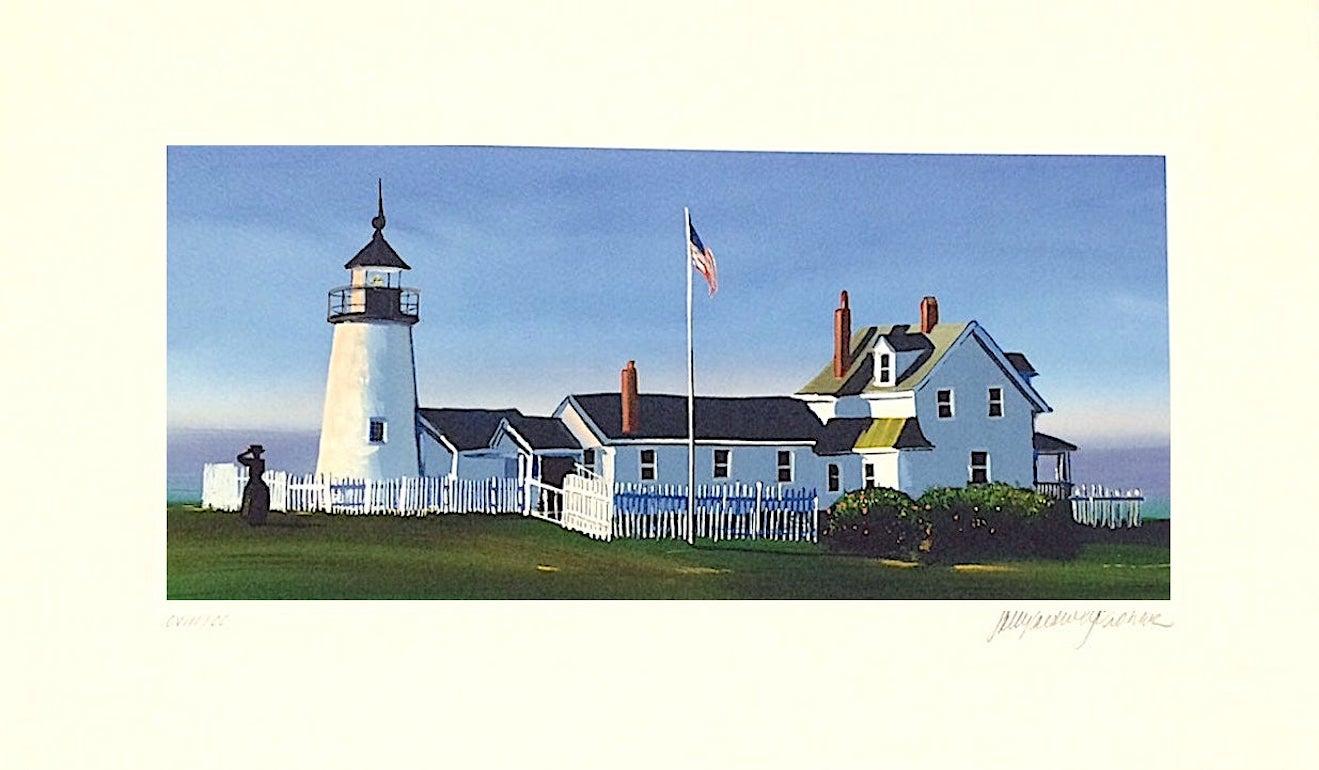 Sally Caldwell-Fisher Figurative Print - PEMAQUID LIGHT Signed Lithograph, New England Summer, Historic Lighthouse