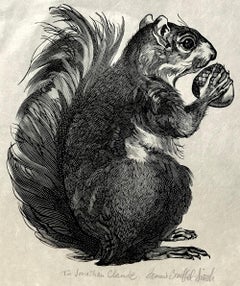 SQUIRREL Signed Wood Engraving, Animal Portrait on Japanese Rice Paper, Nature