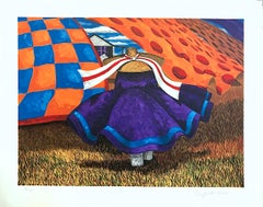 FARM WOMAN Signed Lithograph, Gullah Woman, Quilts, African American Culture