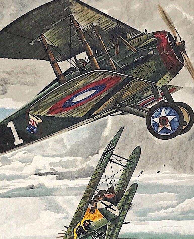 CAPTAIN EDDIE Signed Lithograph WW I Flying Ace, Air Combat Aviation History - Print by Mervin Allen Corning