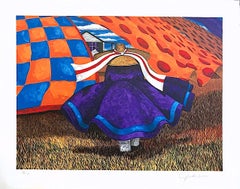 FARM WOMAN Signed Lithograph, Gullah Woman, Quilts, African American Culture