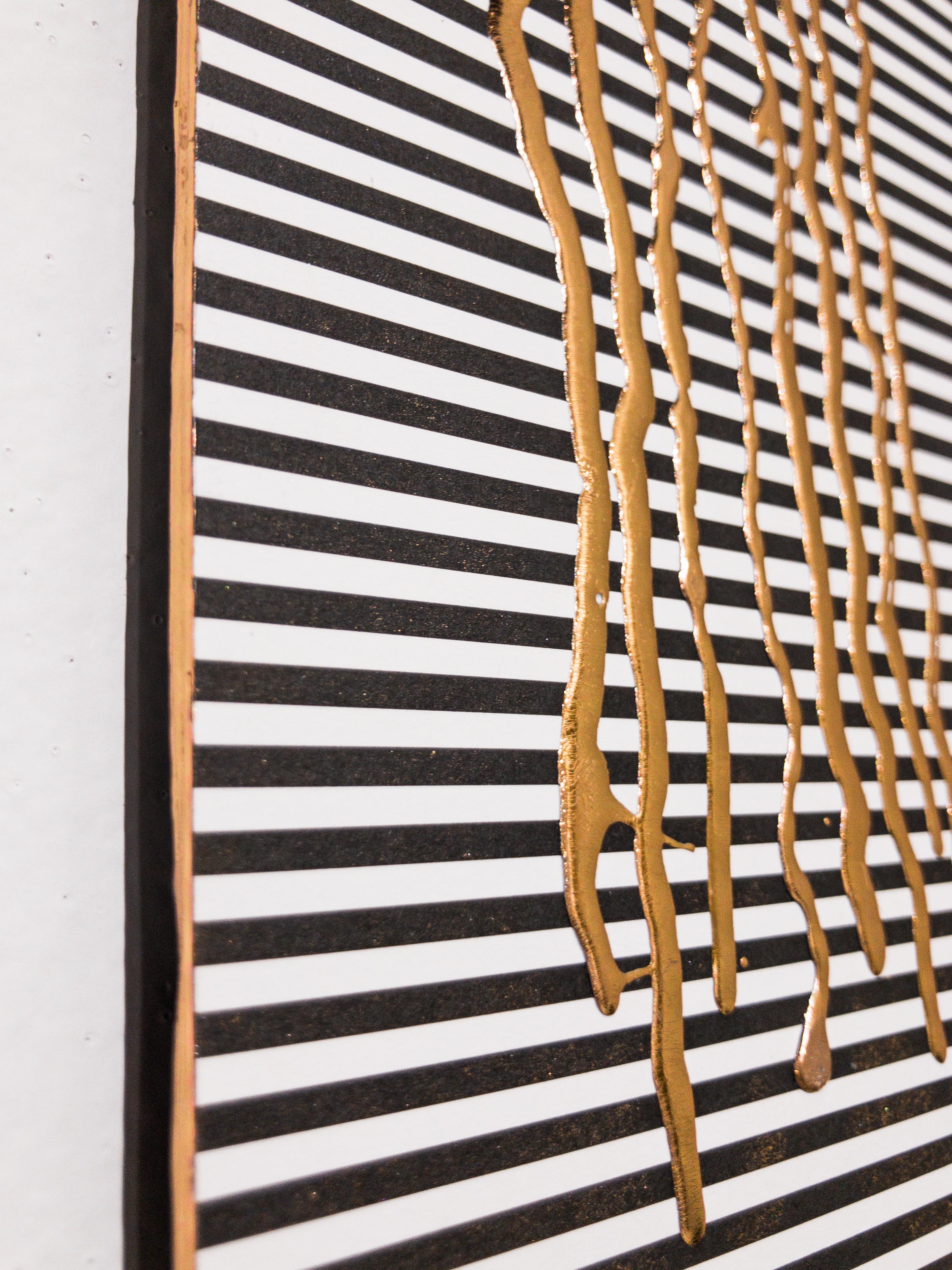 „Collective Chemistry: Au + Ag + Cu“ – abstrakte Gemälde in Goldmetallic im Angebot 1