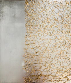 "Throw Me A Rope" - gold and silver abstract painting 