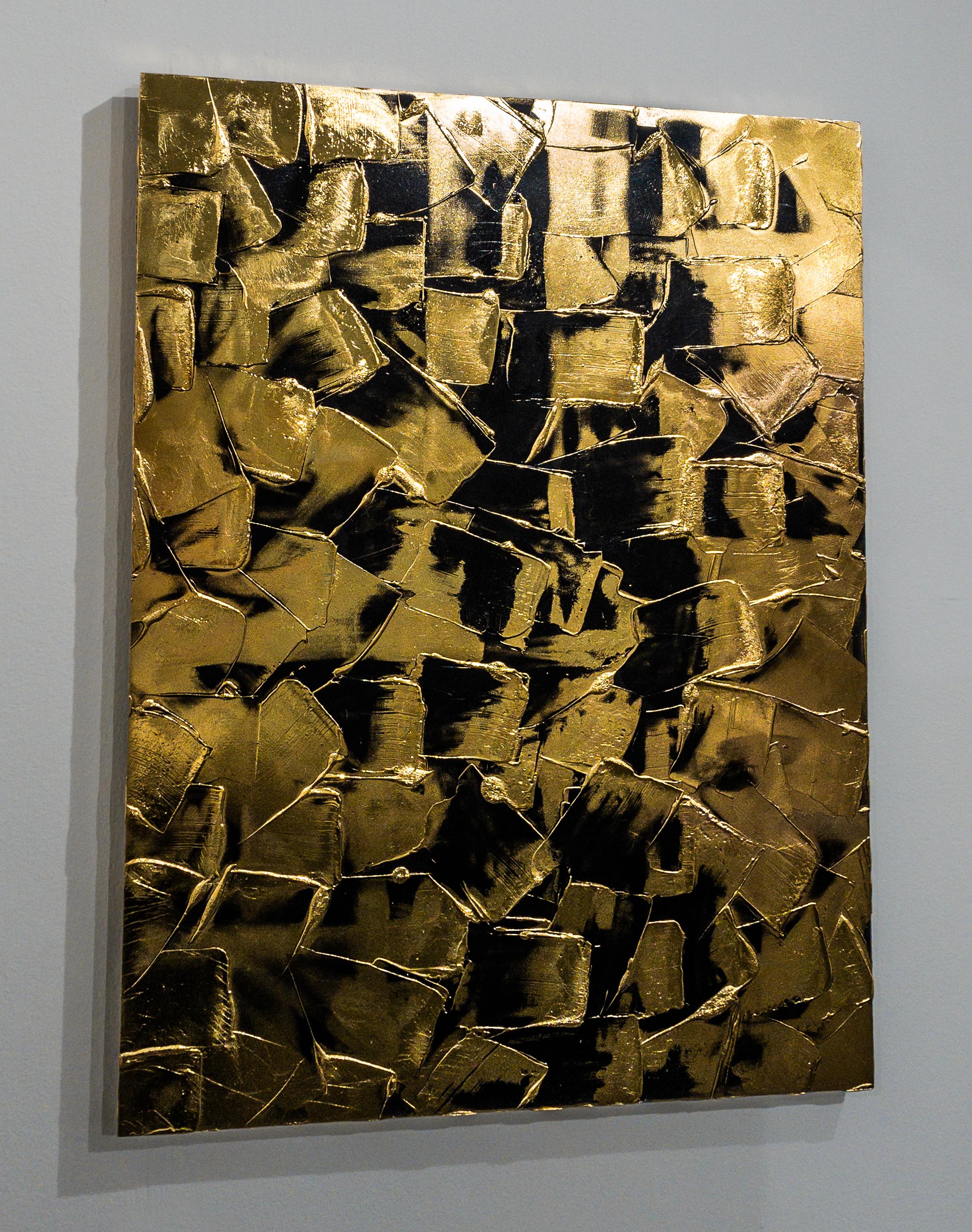 M. Clark Abstract Painting - "Under Pressure" - gold abstract painting 