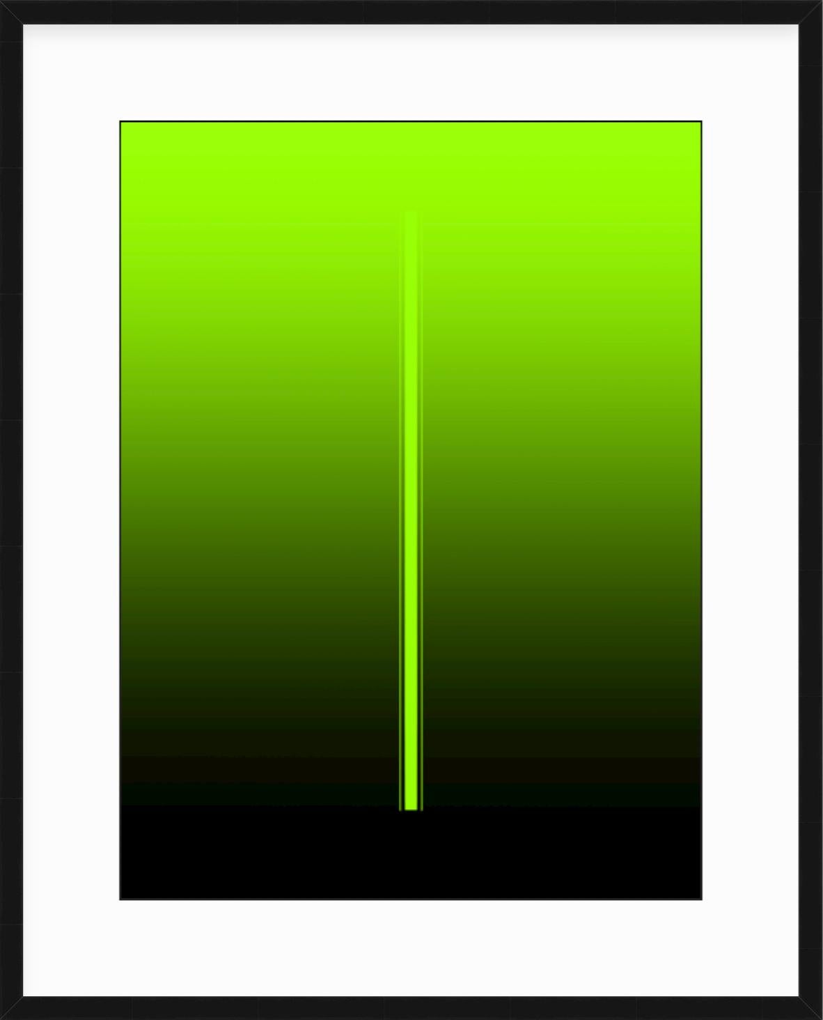Pletneva Abstract Painting - "Billie" - minimal digital print, electric green, white mat