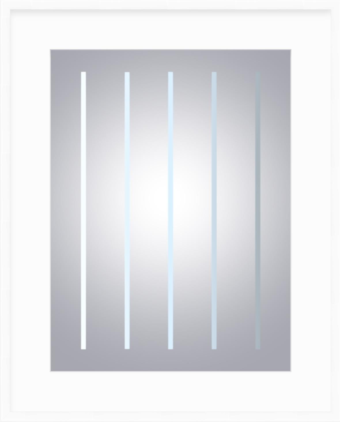 Pletneva Abstract Print - "September" - minimal digital print, silver, with white mat