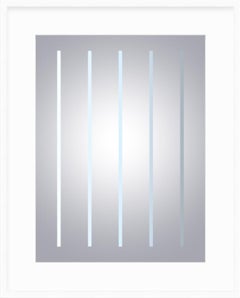 "September" - minimal digital print, silver, with white mat