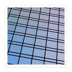 "Facade 76" - single edition digital abstract print, blue, framed