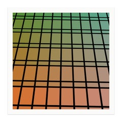 "Facade 78" - single edition digital abstract print, orange/green, framed