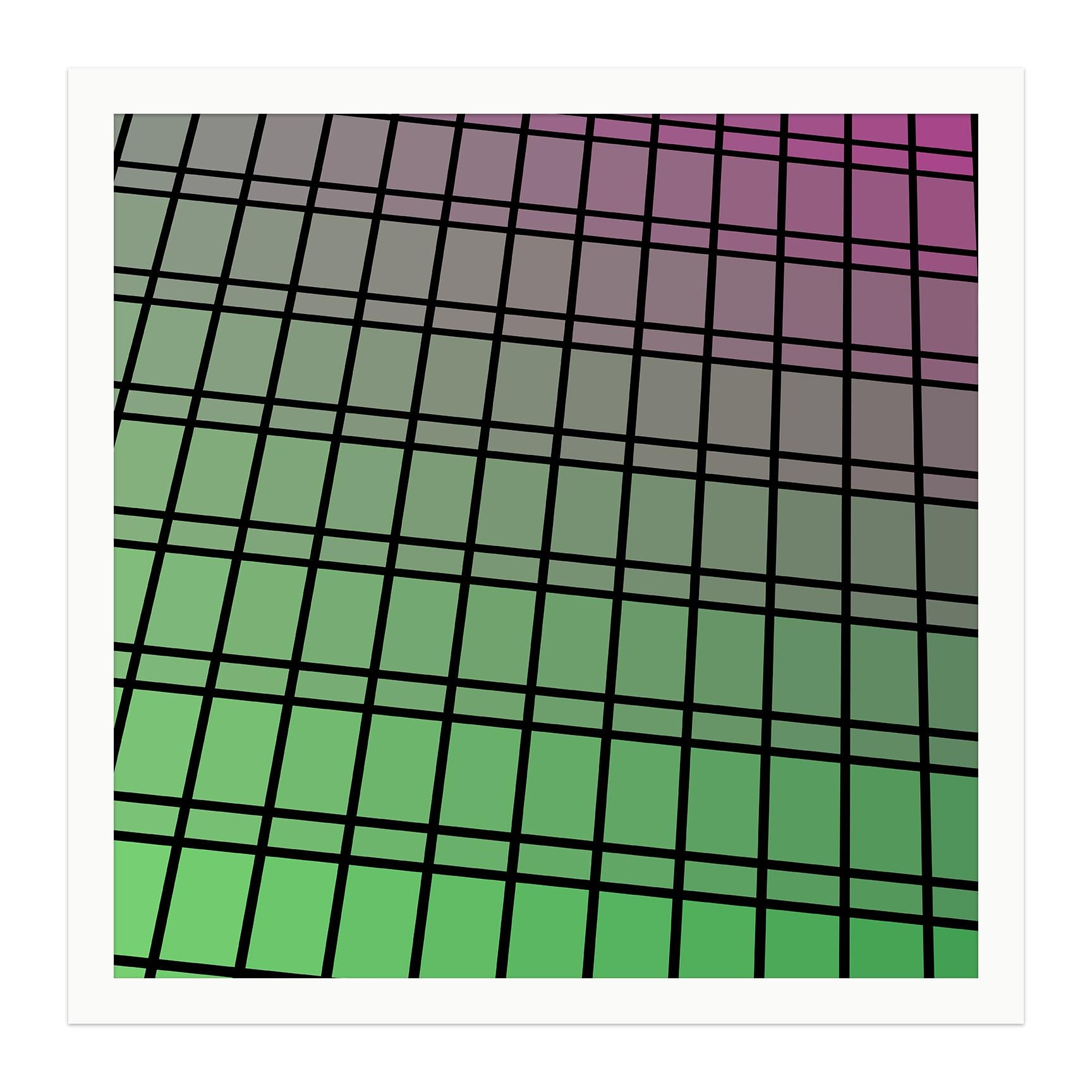 Jeff Davis Abstract Painting - "Facade 84" - single edition digital abstract print, green/purple, framed