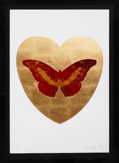 « I Love You », cœur en feuille d'or 24 carats et papillon rouge, 2015