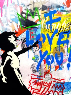 Balloon Girl: I Love You! Mixed Media Print, Pop Art, Signed, 2024