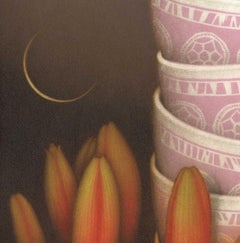 Lillies and Bowls (still life of flowers and colorful bowls)