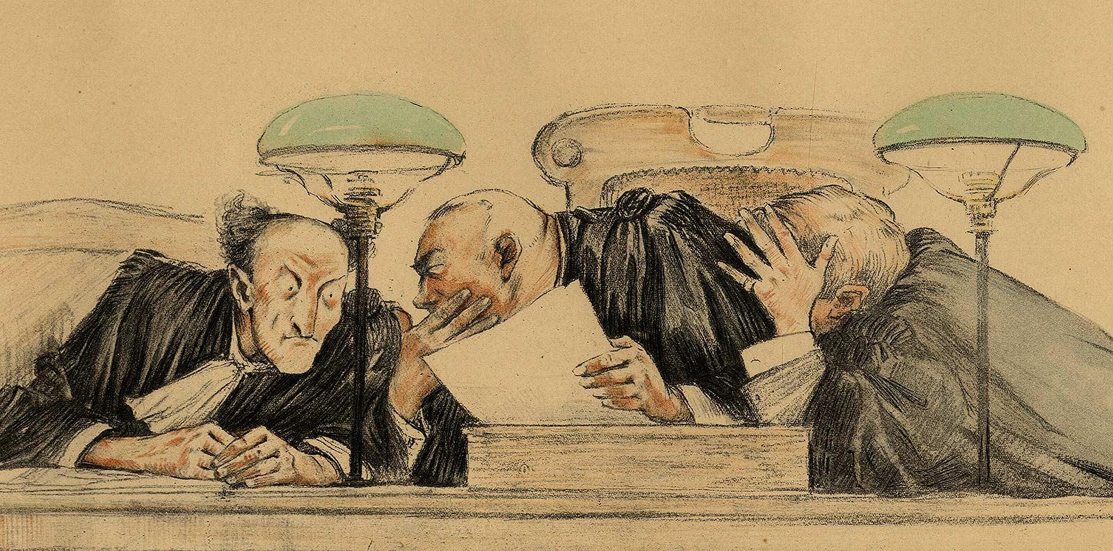 L'Accord (The Agrrement / a satirical French look at their legal community) - Print by Gustave Adolph Hoffman