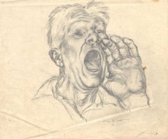 sketch of yelling man
