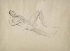 Resting Man (Man relaxes draped only in a small towel)