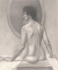 Woman With Mirror (Nude woman looks to the left as she sits in front of mirror)
