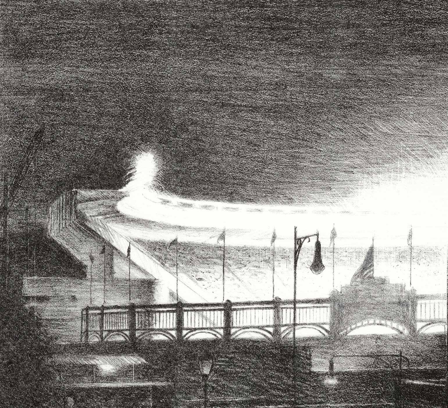 Night Game, The Bronx (late summer night at Yankee Stadium in the final season) - Print by Bill Murphy
