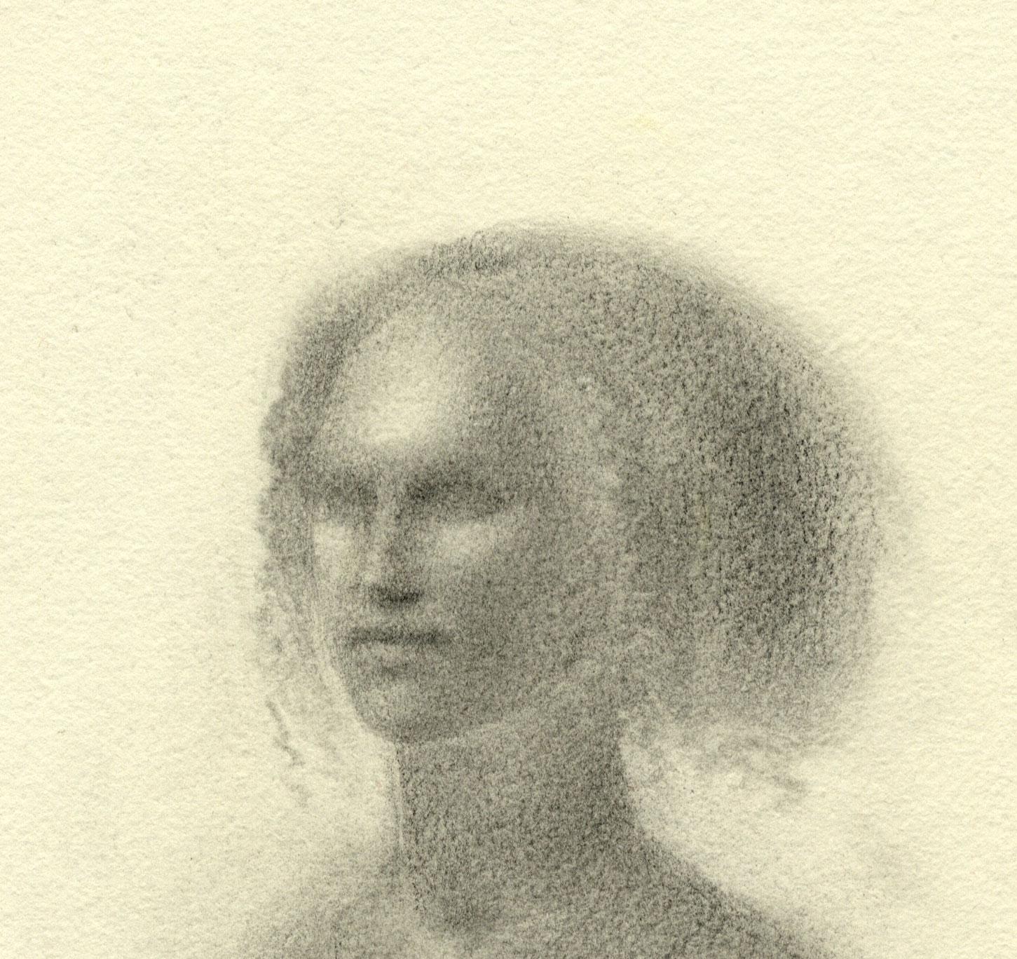 Small Head (delicate pencil drawing of a young woman) - Art by Martha Erlebacher