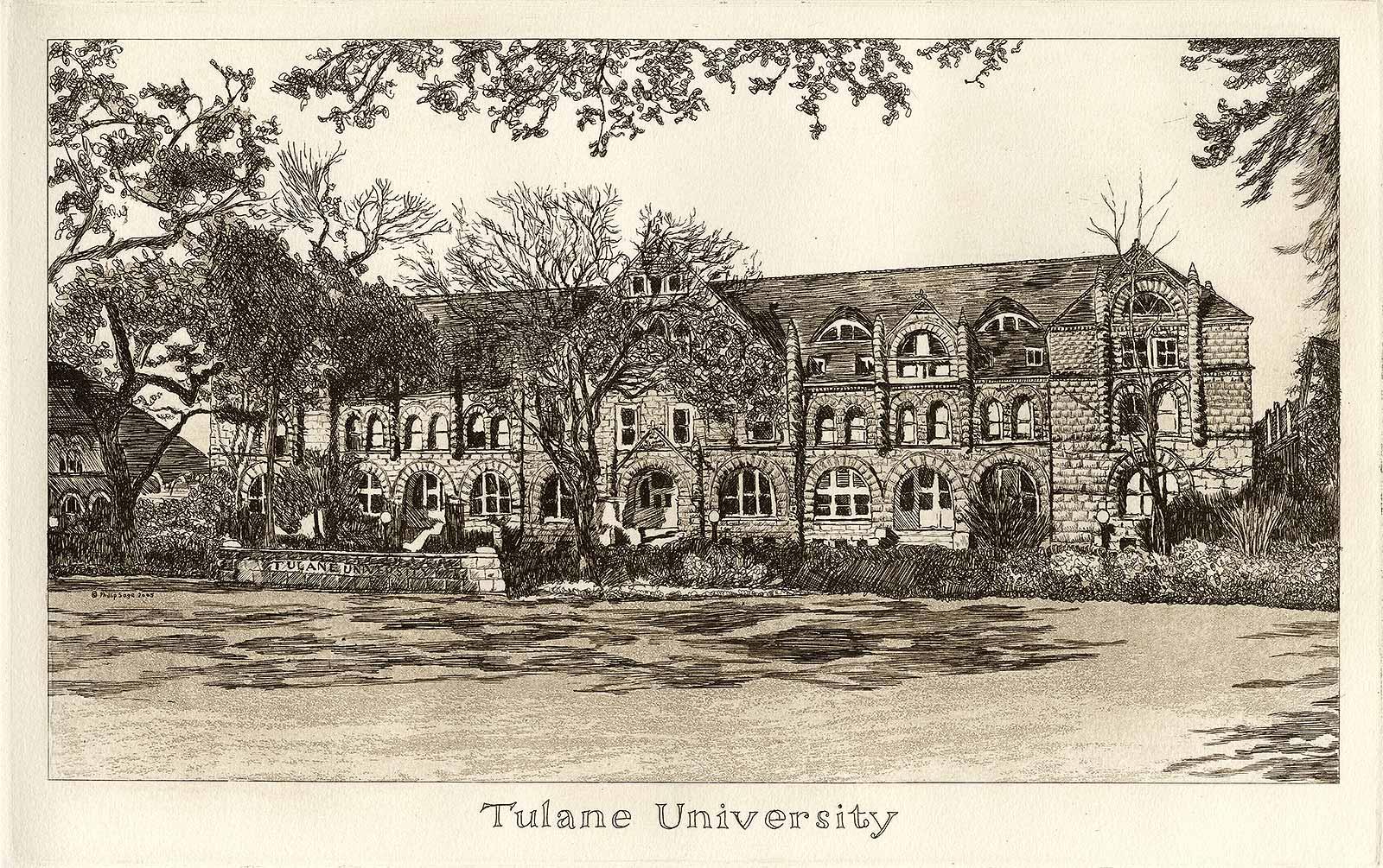 Philip Sage Landscape Print - Tulane University (founded in 1834)