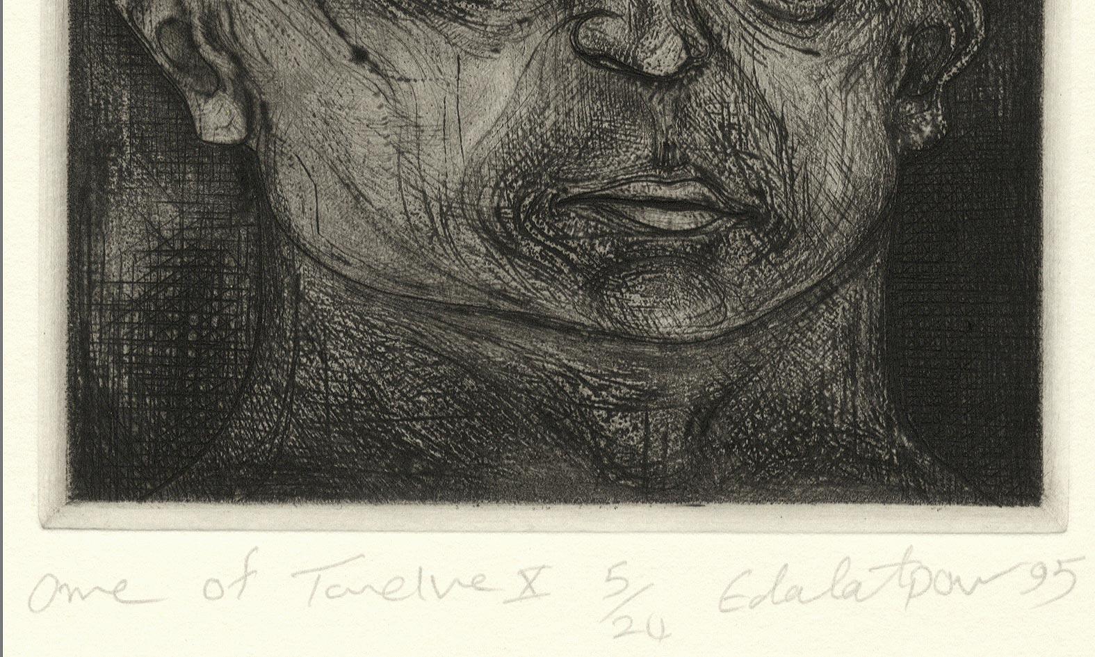 One of Twelve X (etchings of one of 12 heads based on  monumental sculpture) - Print by Seyed M. S. Edalatpour