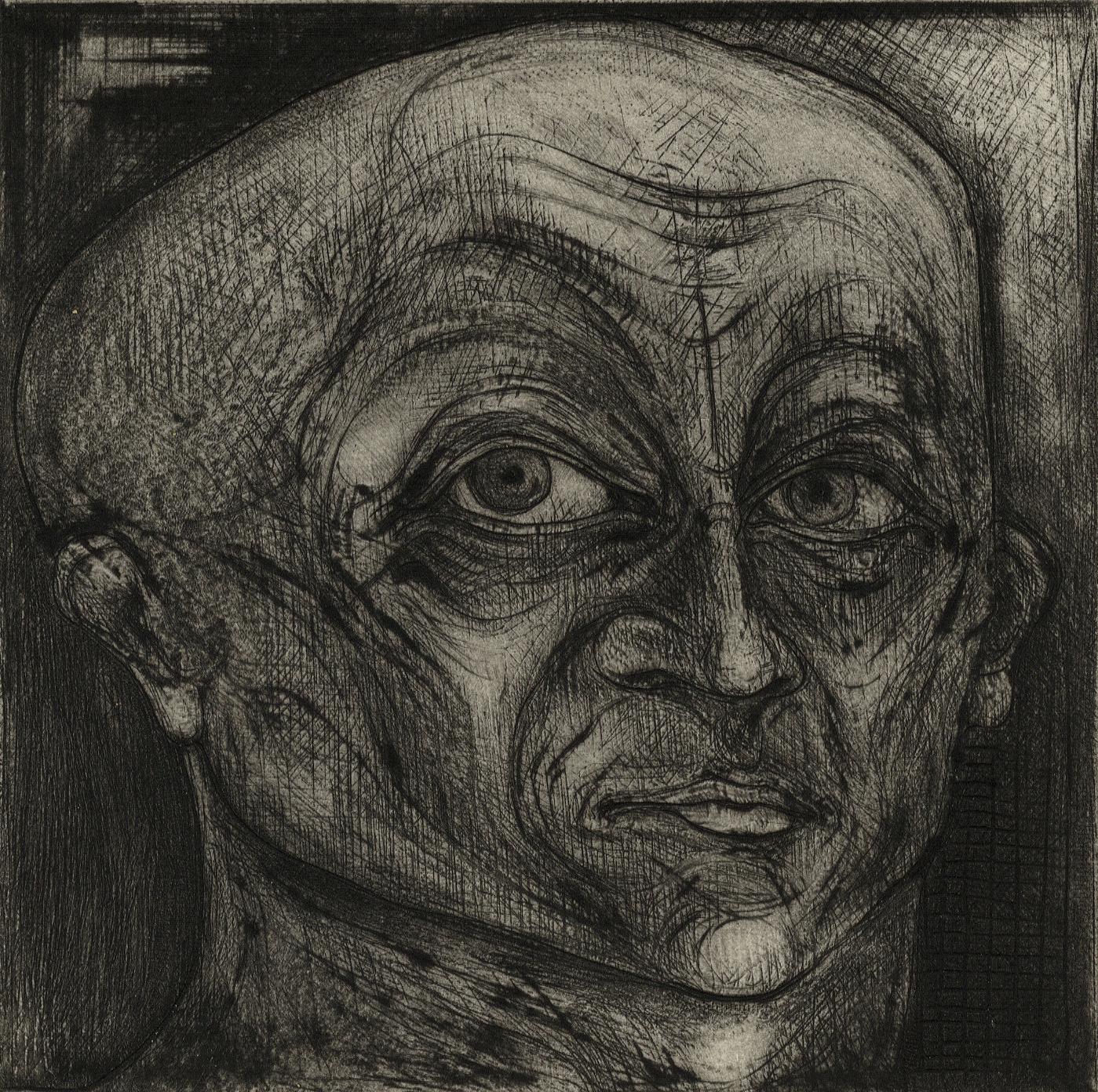Seyed M. S. Edalatpour Portrait Print - One of Twelve XII (etchings of one of 12 heads based on  monumental sculpture)