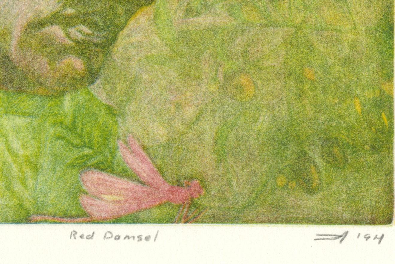Roter Daumenschrank (menschlich aussieht)  At kleiner, glockenförmiger Figur) (Amerikanische Moderne), Print, von Lois Ward