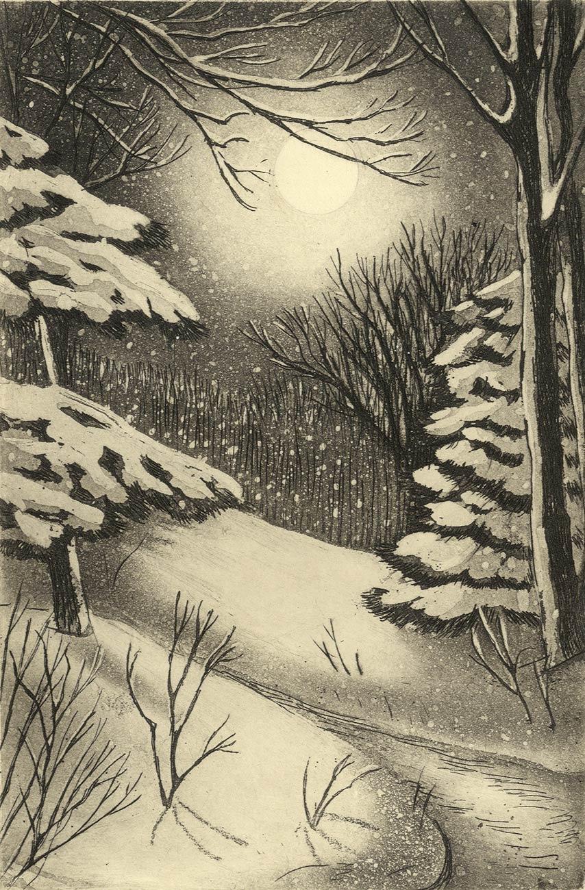 Mary Teichman Still-Life Print - Silent Snow (Poetical imagery and Christmas memories in New England)