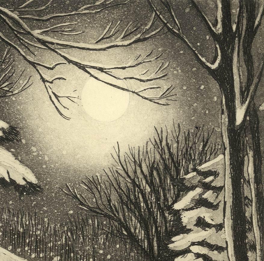 Silent Snow (Poetical imagery and Christmas memories in New England) - Print by Mary Teichman