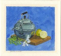 Vintage Teapot with Flowers and Lemons (time for a cuppa)