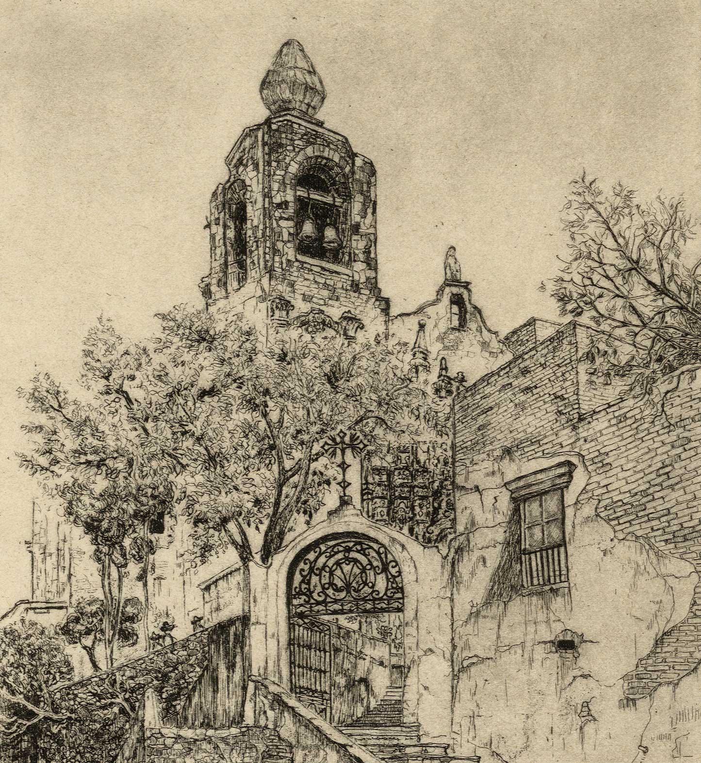 La Valenciana - Old Mexico (Church of the Silver Mines, Guanajuato Mexico) - Print by Willie Lucille Reed Rowe
