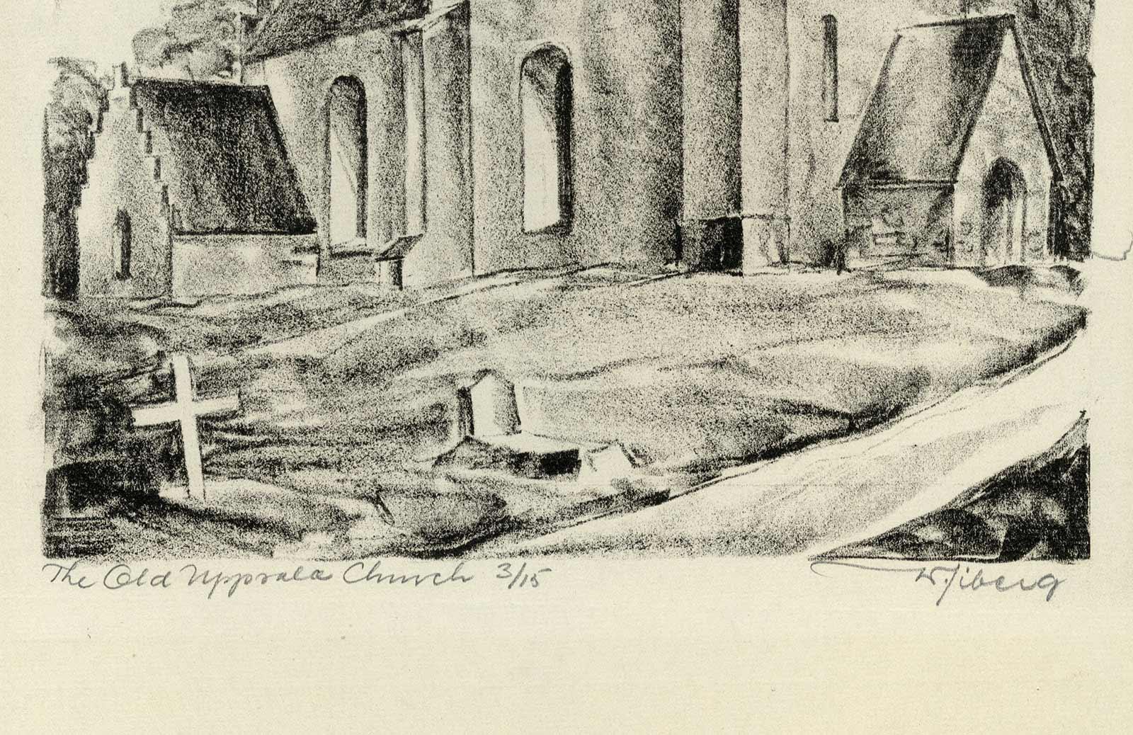 La antigua iglesia de Uppsala (Suecia) - Print Moderno de Victor Tiberg