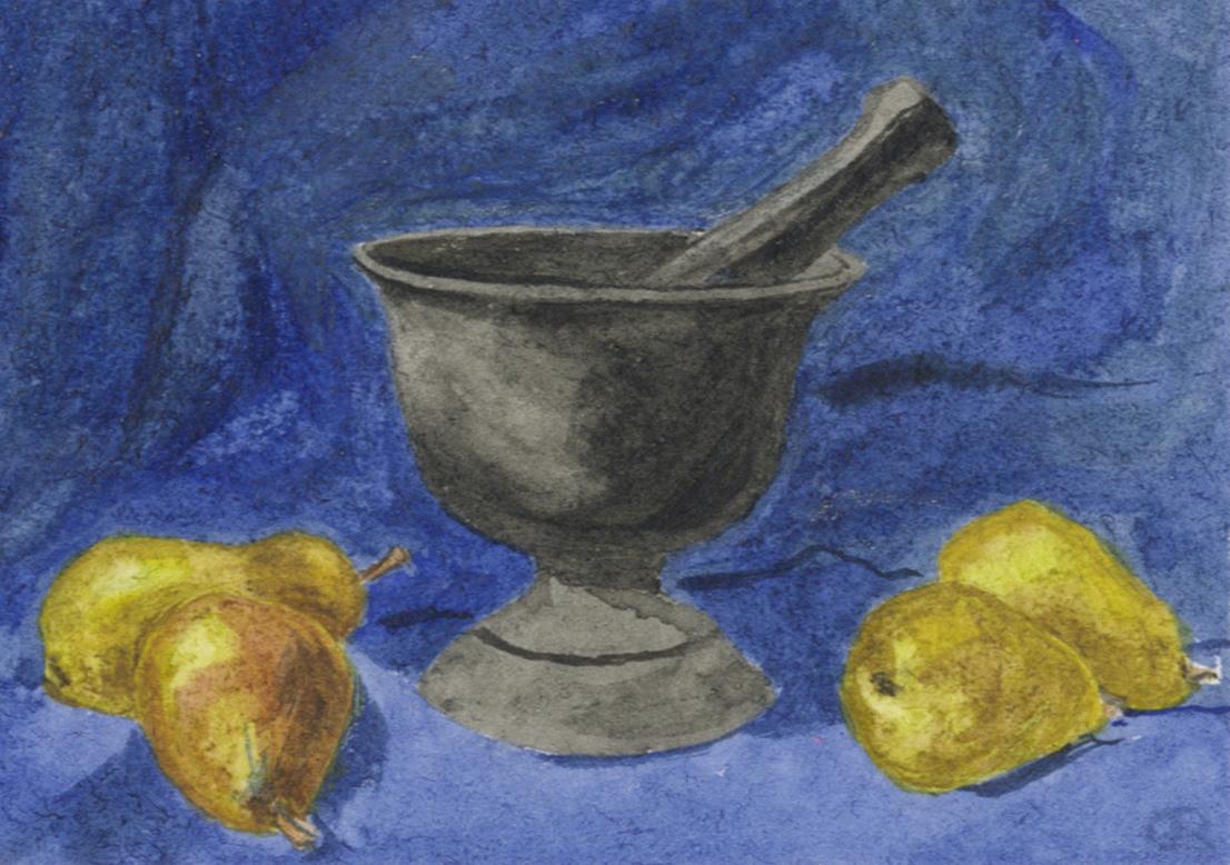 Glenora Richards Interior Art - Mortar and Pestle with Pears