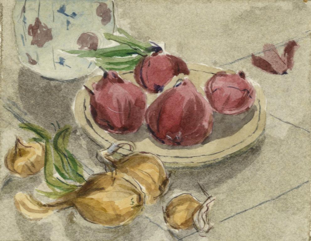 Glenora Richards Interior Art - Onions and Pitcher in Red and Yellow