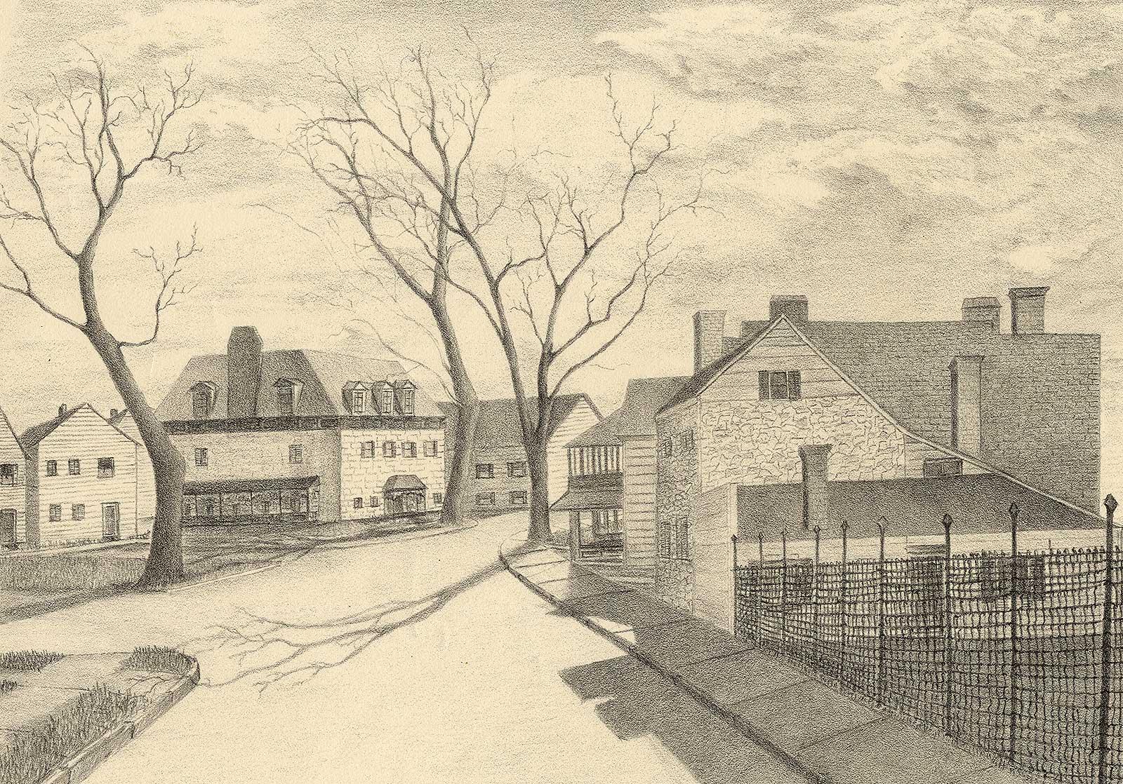 Grant Arnold Portrait Print - Hudson Valley Street (This impression was created as part of WPA Project)