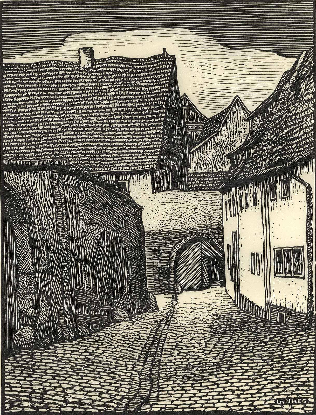 Julius Lankes Landscape Print - Village Scene