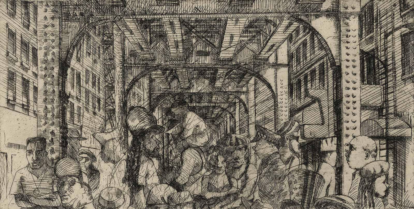 Die Schleife VI (die Erinnerungen des Künstlers an die Tage am Chicagoer Art Institute) – Print von Richard Gilbert