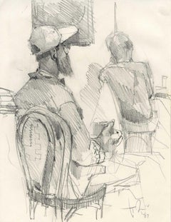 Vintage Seated Man with Cap (coffee shop)