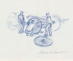 Three Men Changing a Wheel