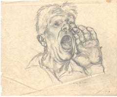 sketch of yelling man