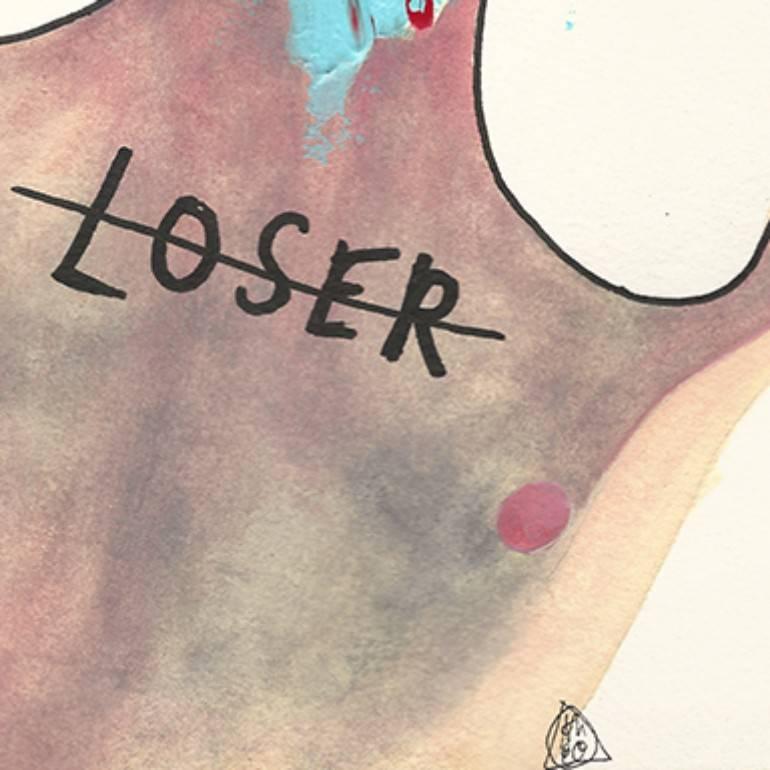 Loser - original watercolor on paper by Theohuxxx For Sale 3