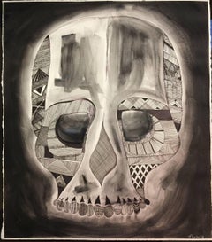 Blanch - original work on paper of a skull by Matthew Floriani