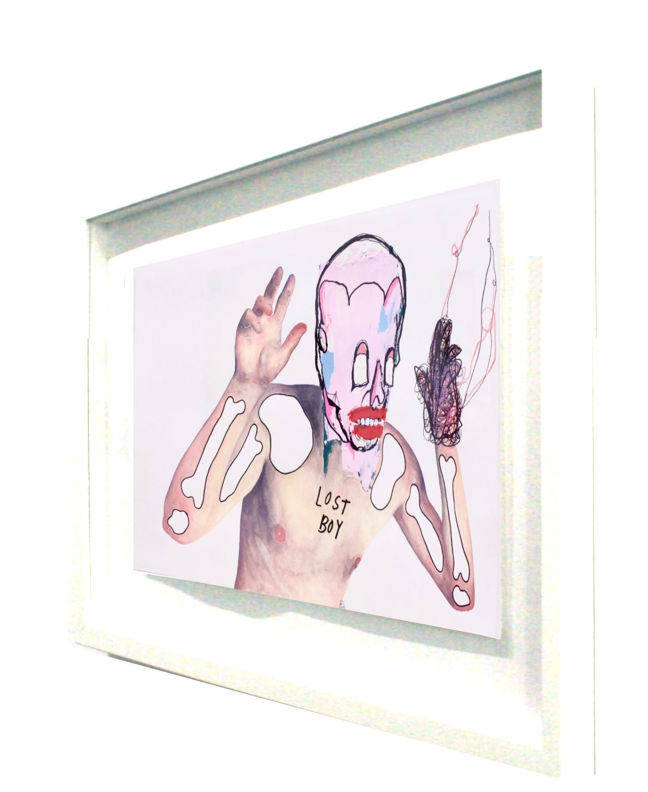 Lost Boy - original framed work on paper by Theohuxxx For Sale 1